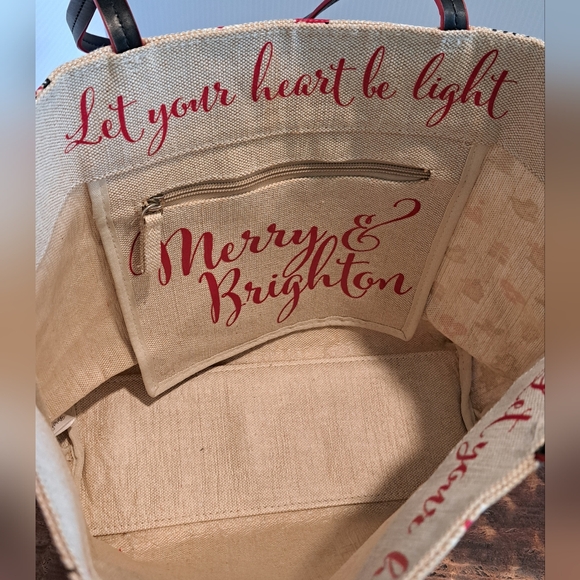 Brighton Holiday Joy Tote Bag - Beige and Red NWOT - Picture 6 of 12